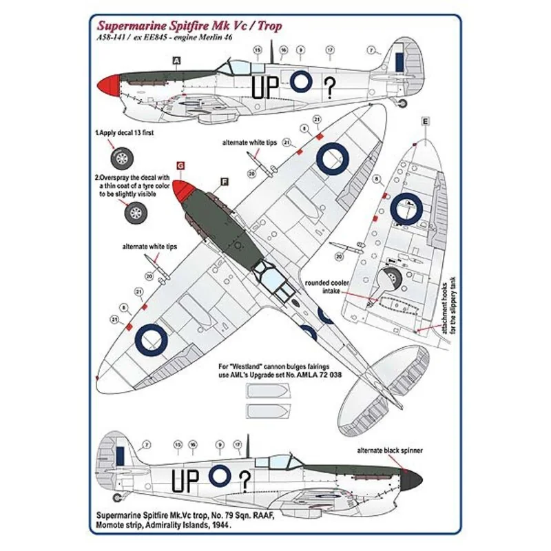 Supermarine Spitfire Mk.V / Trop - 2 decal version: Spitfire MkVb trop, Robert Levine, 4th F.S., 52nd F.G., La Sebala, Tunisia, 