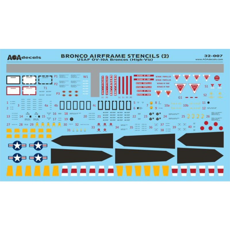 North-American/Rockwell OV-10A Broncos airframe stencils (high-viz)