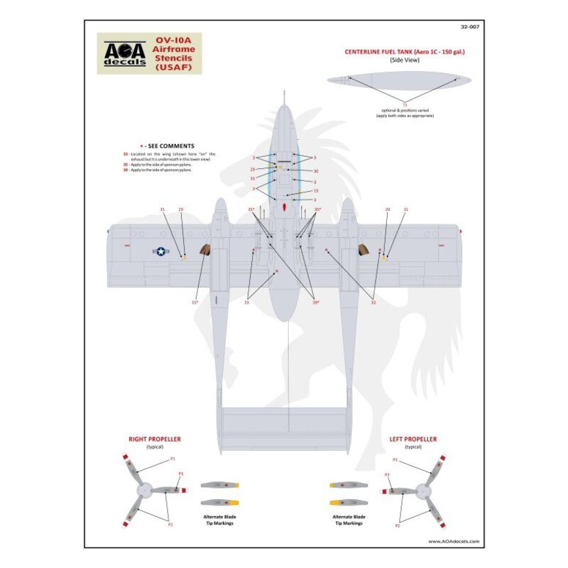 North-American/Rockwell OV-10A Broncos airframe stencils (high-viz)