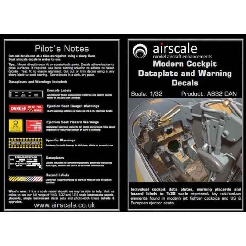 Modern Cockpit Data and Warning decals