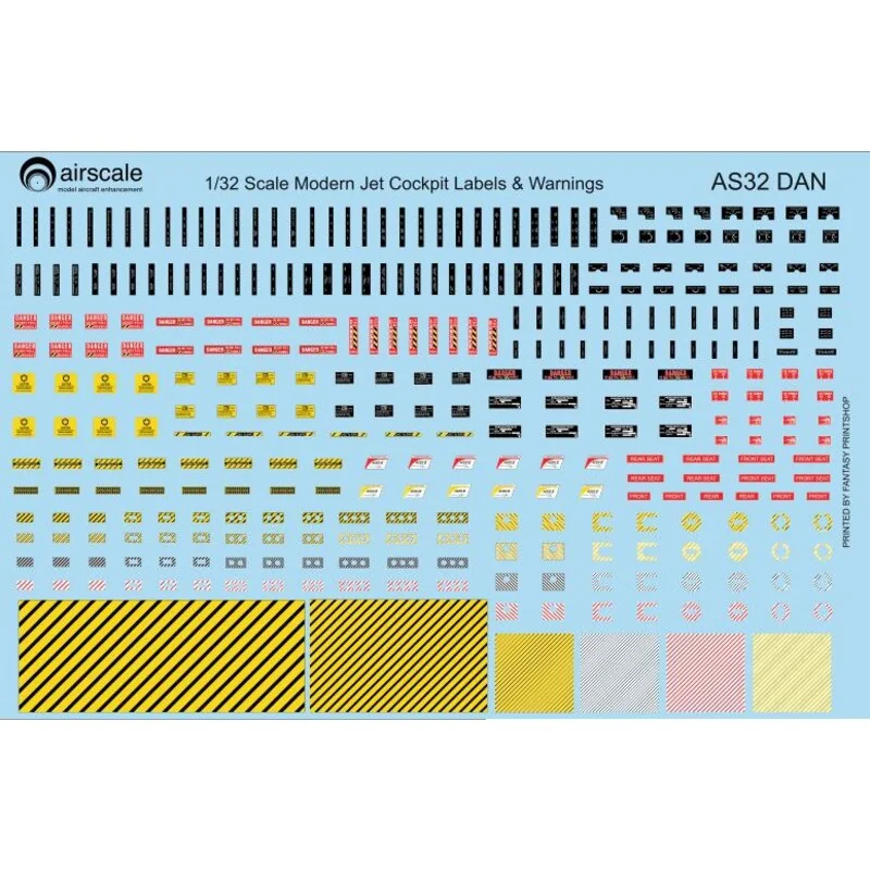 Modern Cockpit Data and Warning decals