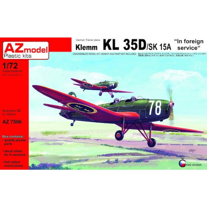 Klemm Kl-35D/Sk 15A In foreign service Decals for Czechoslovakia 1945 - Slovafia 1943, Sweden 1941, Romania 1941,