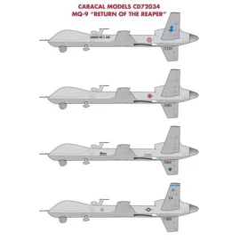 MQ-9 Return of the Reaper Eight marking options for the MQ-9 Reaper unmanned aerial vehicle, including Royal Air Force, French a