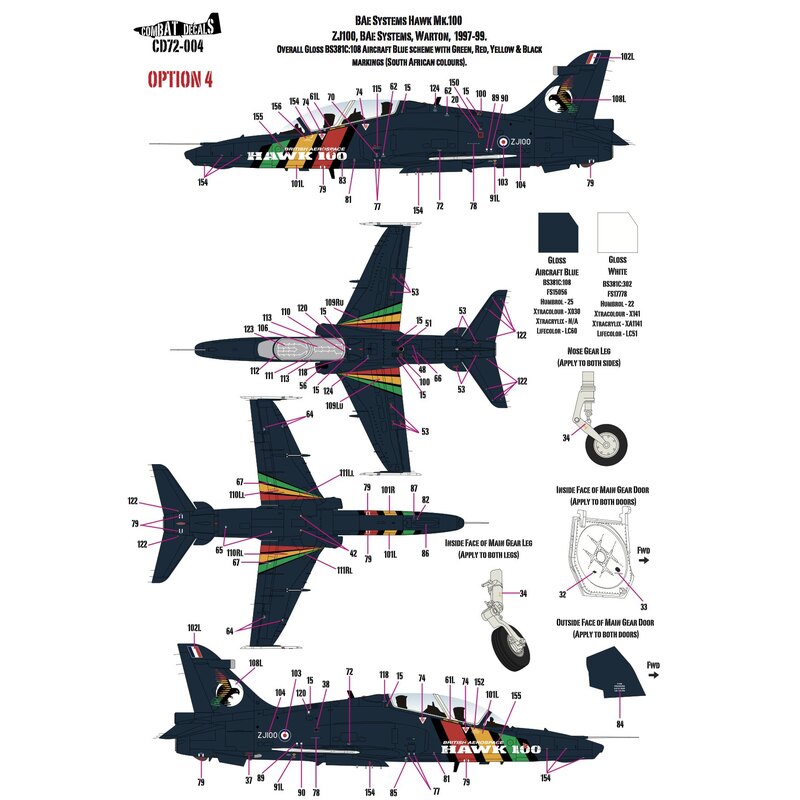 Test & Development BAe Hawks x 9Mk.200 RDA Dunsfold 1993Mk.200 RDA Warton 1999Mk.200 RDA Warton/Farnborough Air Show 1992Mk.100 