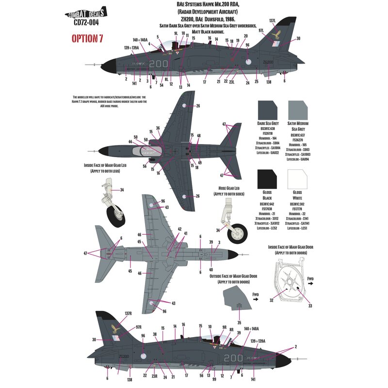 Test & Development BAe Hawks x 9Mk.200 RDA Dunsfold 1993Mk.200 RDA Warton 1999Mk.200 RDA Warton/Farnborough Air Show 1992Mk.100 