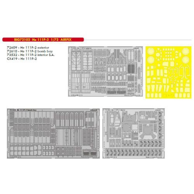 Heinkel He 111P-2 (designed to be used with Airfix kits) This Big-Ed set includes all these Eduard sets....EDCX419 He 111P-2ED72