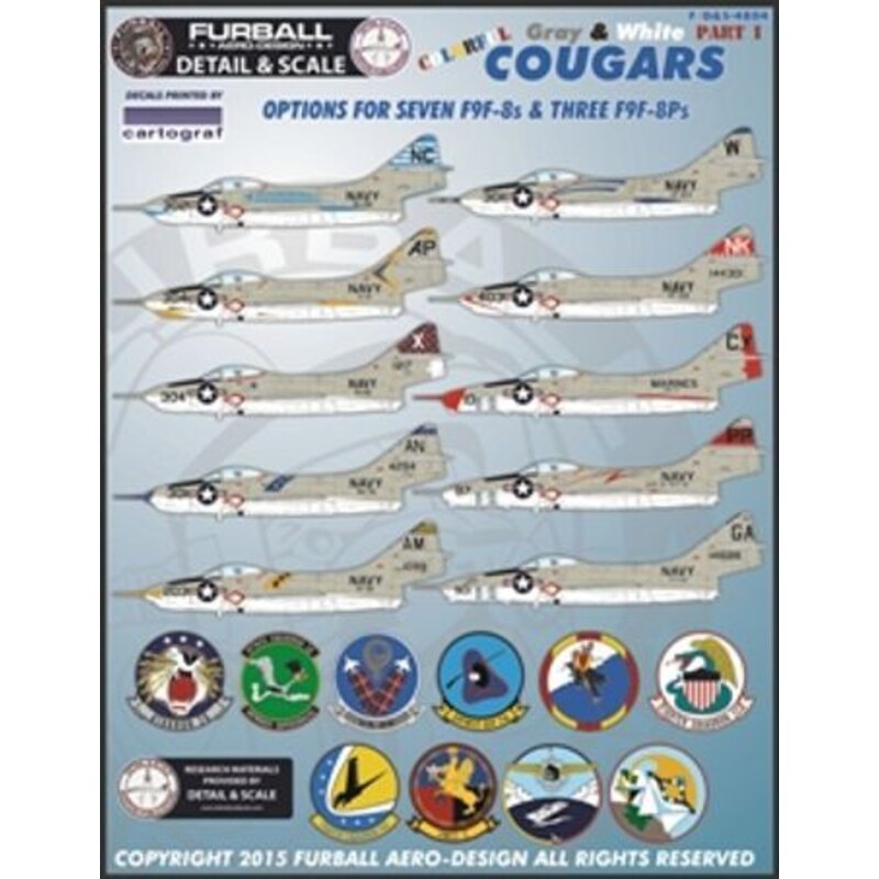 Colorful Gray & White Cougars. Colorful Gray & White Cougars includes options for seven F9F-8 single seat Cougars and three Grum