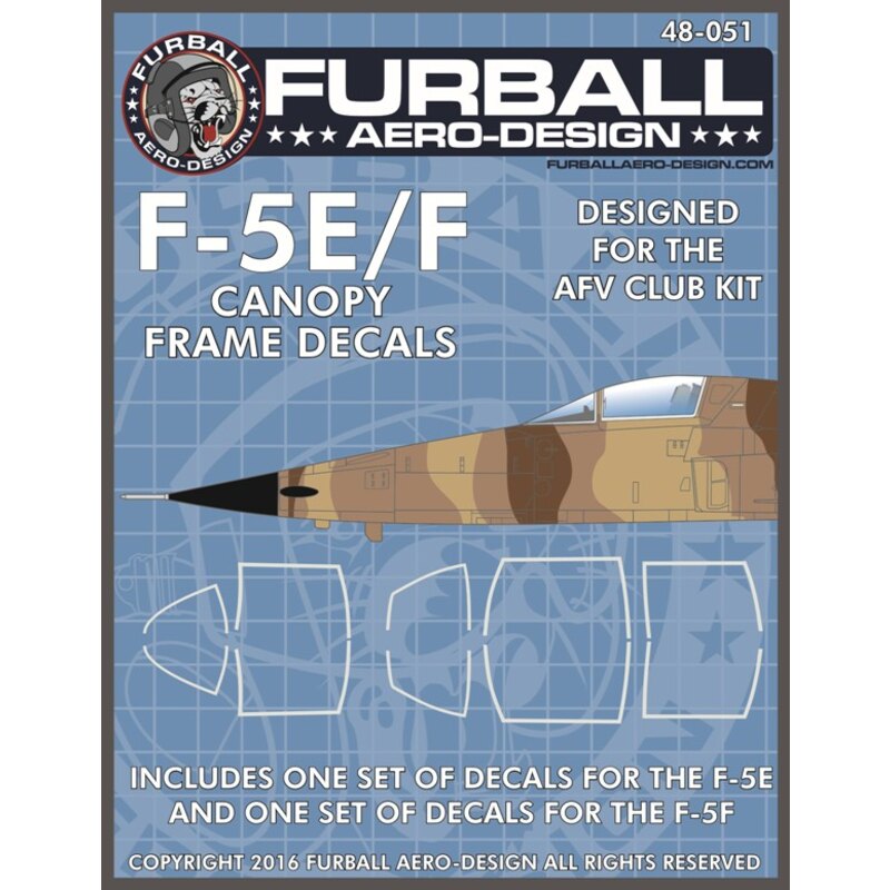 Canopy and wheel hub masks for the 1/48 AFV Club F-5E/F kit. One set of F-5E and one set of F-5F (designed to be used with AFV C