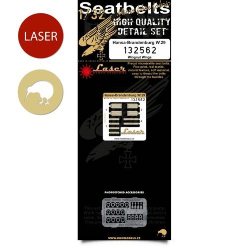 Hansa-Brandenburg W.29 pre-cut (laser) | Wingnut Wings Seat Belts