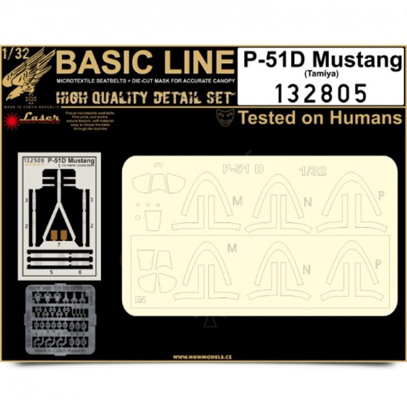 North-American P-51D Mustang BASIC LINE: seatbelts + masks (designed to be used with Tamiya kits)]P-51D/K]