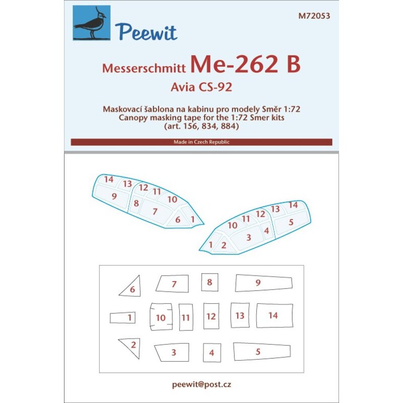 Messerschmitt Me 262B/Avia CS-92 (designed to be used with Smer SR156, SR834, SR884 kits)