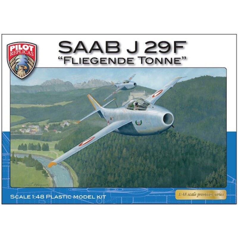 SAAB J-29F Tunnan Austrian, injection molded plastic kit incl PE parts & Cartograf decals