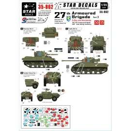 27th Armoured Brigade, D-Day and Normandy.Brigade HQ and East Riding YeomanrySherman Mk III. Cassius.Firefly Mk Vc. Spitfire.Hum