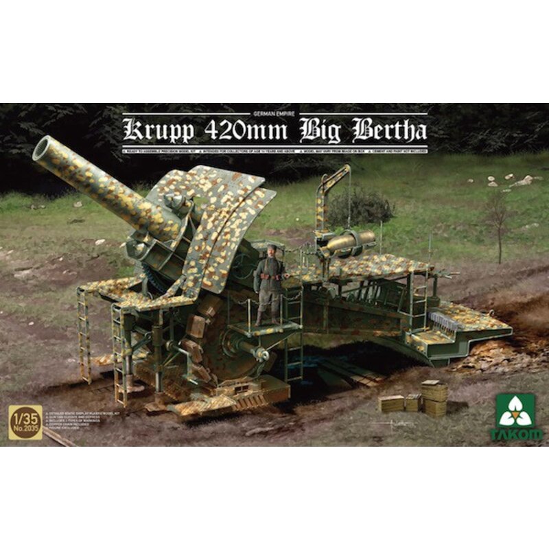 Krupp 420mm 'Big Bertha' German Empire Siege Howitzer&bullet - Gun can be raised and lowered.&bullet - Choice of three marking