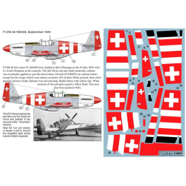 Decals Swiss Neutrality marked North-American P-51B Mustang. P-51B-10-NA serial 42-106438 force landed at Ems-Plarenga on the 19