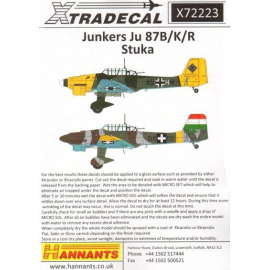 Decals Junkers Ju 87B-1 /K/R (11) 87B-2 A5+HH 1/StG.3 Bulgaria 1941 with yellow nose and tail - J9+BL 9/StG 1 Oblt Otto Blumers