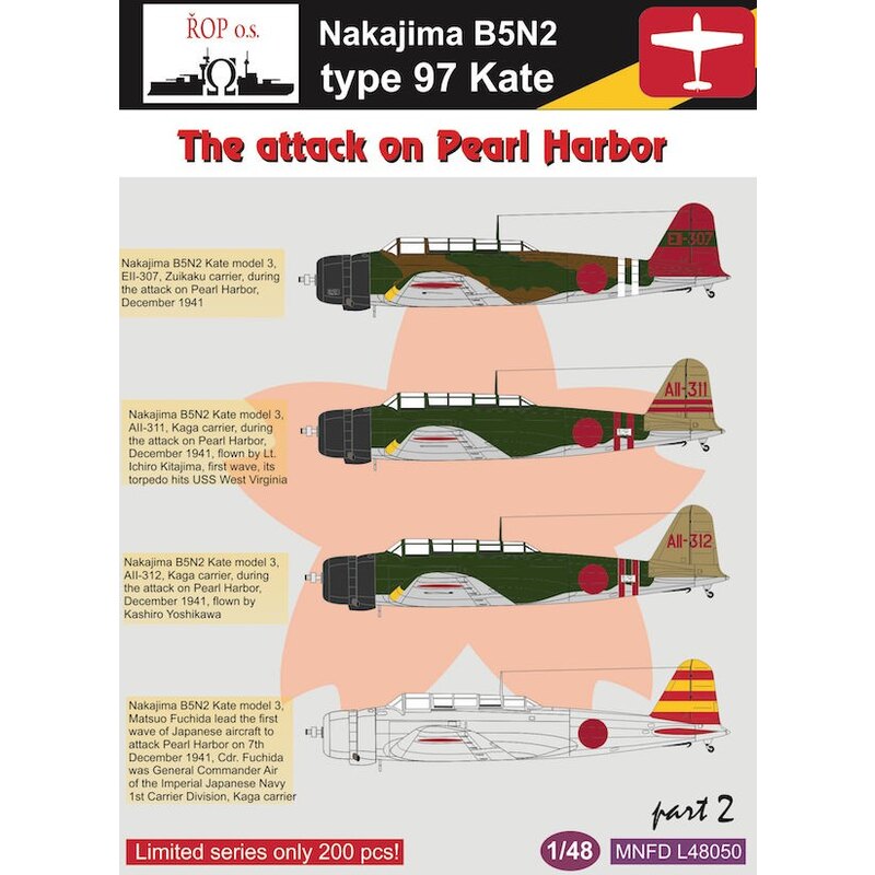 Rop o.s. decals Decals Nakajima B5N2 Kate typ 97 - The Attack on P...