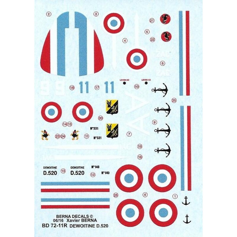 Dewoitine D.520 GCIII/6, AC1, AC2 (3 schemes) ref. BD 72-11R (revised)