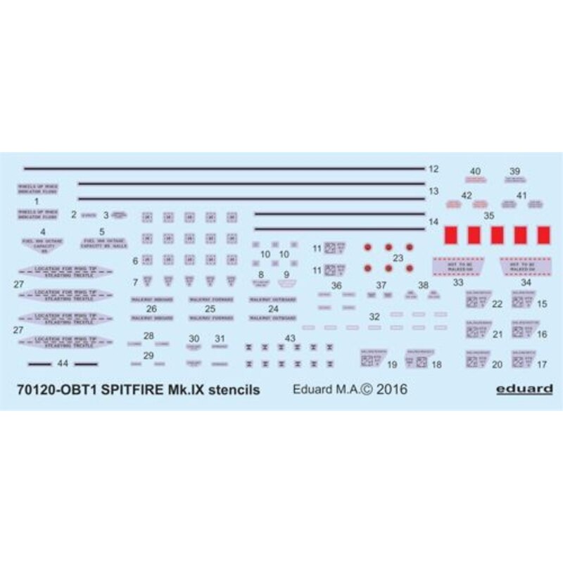 Supermarine Spitfire Mk.IXc stencils (designed for use with Eduard kits)