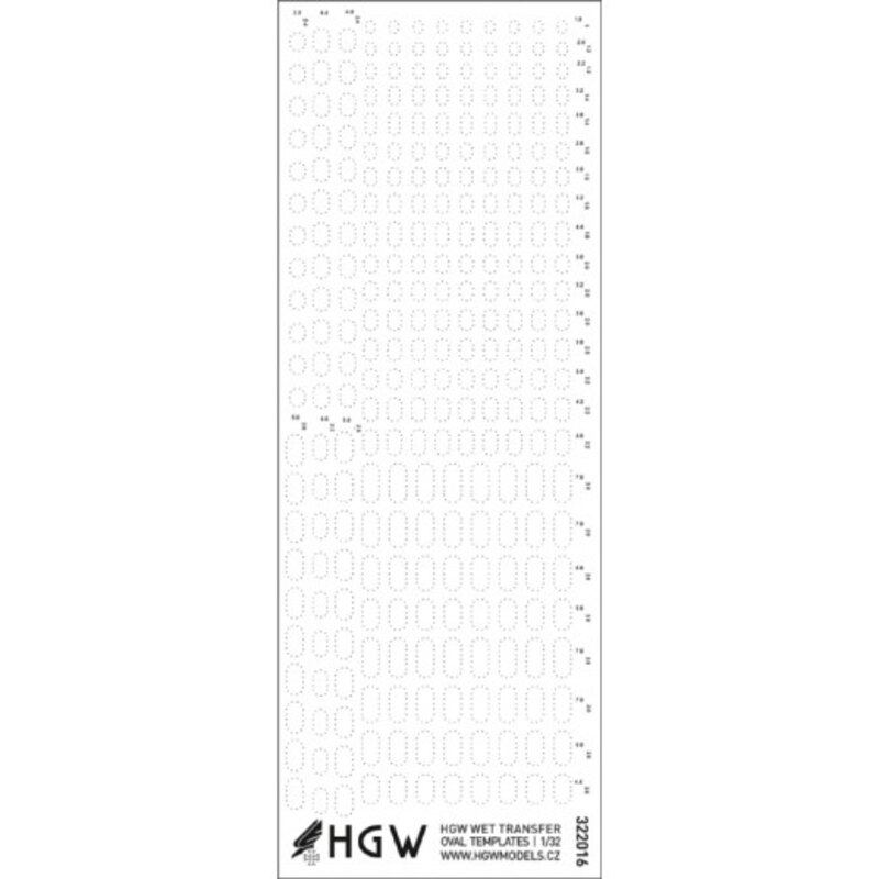 Oval Templates - Positive Rivets Set consists of positive rivets in 1/32 scale