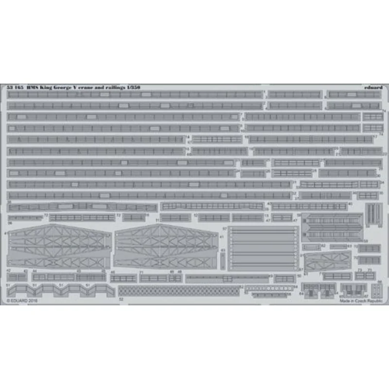 HMS King George V cranes & railings 1/350 (designed to be used with Tamiya kits)