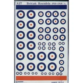 Decals RFC/RAF WWI National Insignia/Roundels various sizes (RAF roundels) 