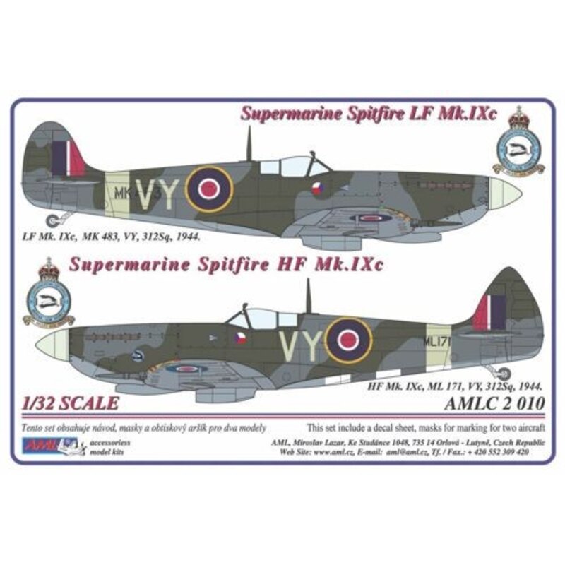 Supermarine Spitfire Mk.IXC 2 decal versions : VY