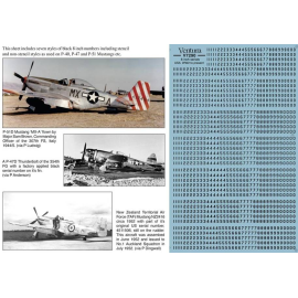 Decals 8 inch serial numbers - Black for US built aircraft. This sheet includes seven styles of black 8 inch numbers including s